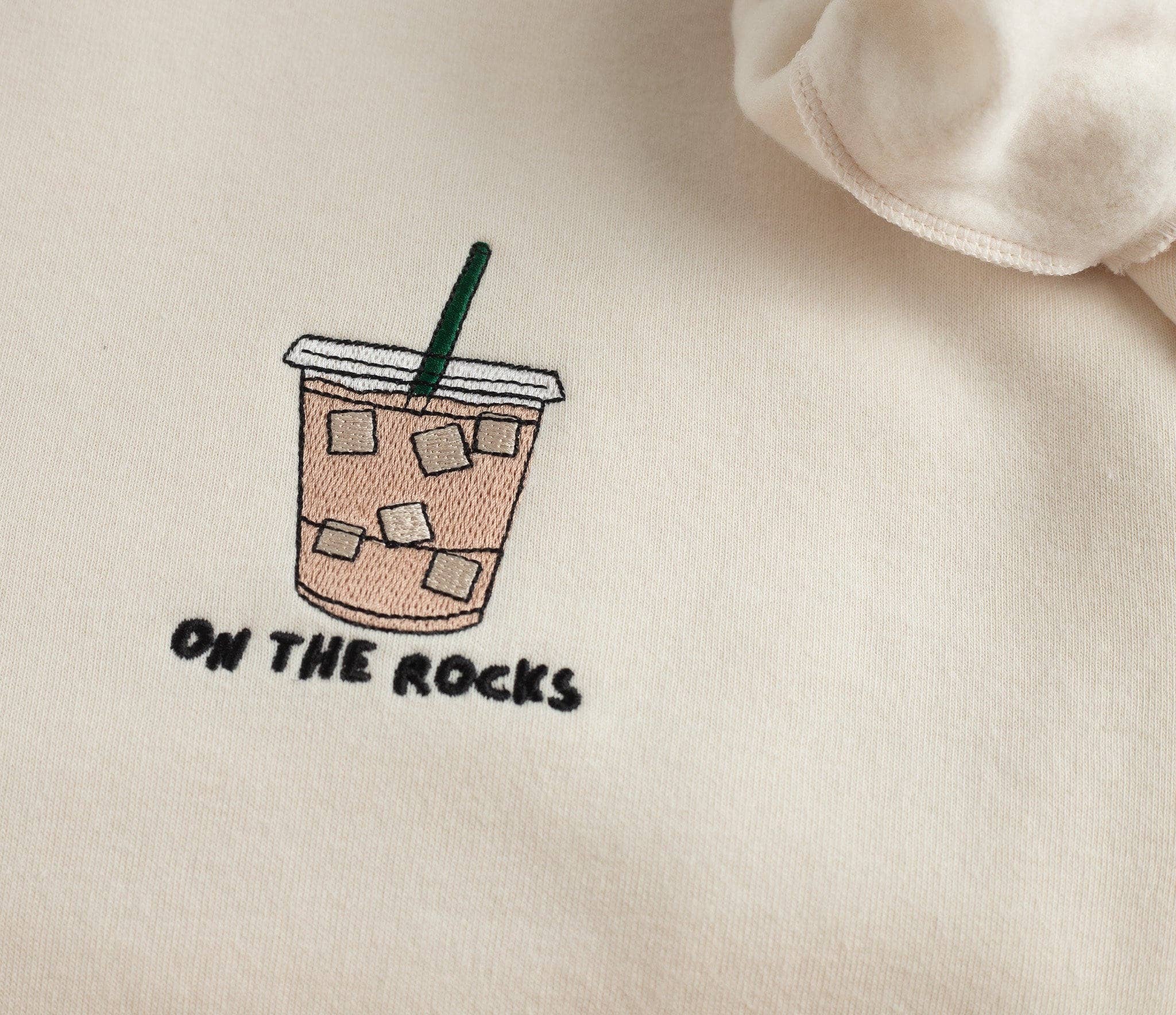 Embroidered On The Rocks Iced Coffee Sweatshirt Coco’s Tee Boutique