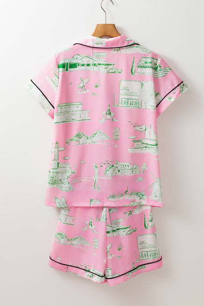 Pink Holiday Resort Short 2pcs Pajama Set