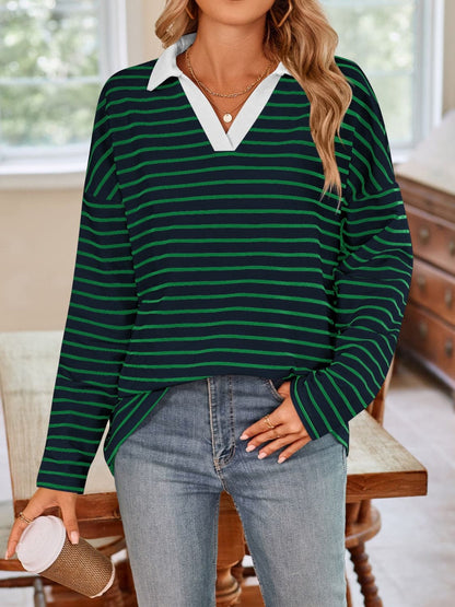 Chic striped long sleeve tee