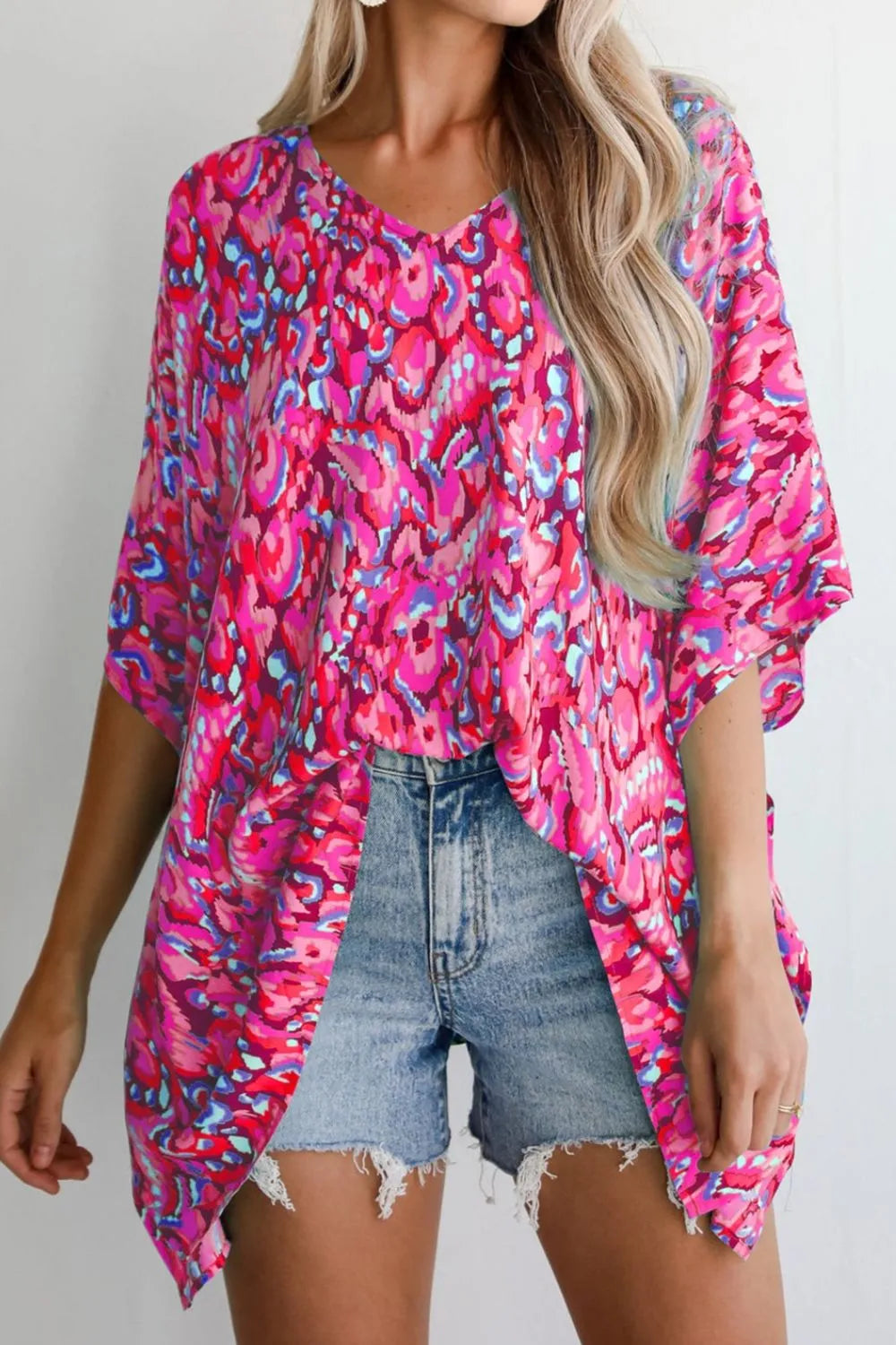 Abstract Print V Neck Half Sleeve Loose Fit Blouse - Product image 10 by Simply Love