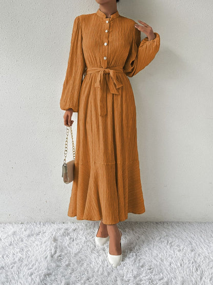 Tie Waist Long Sleeve Dress.