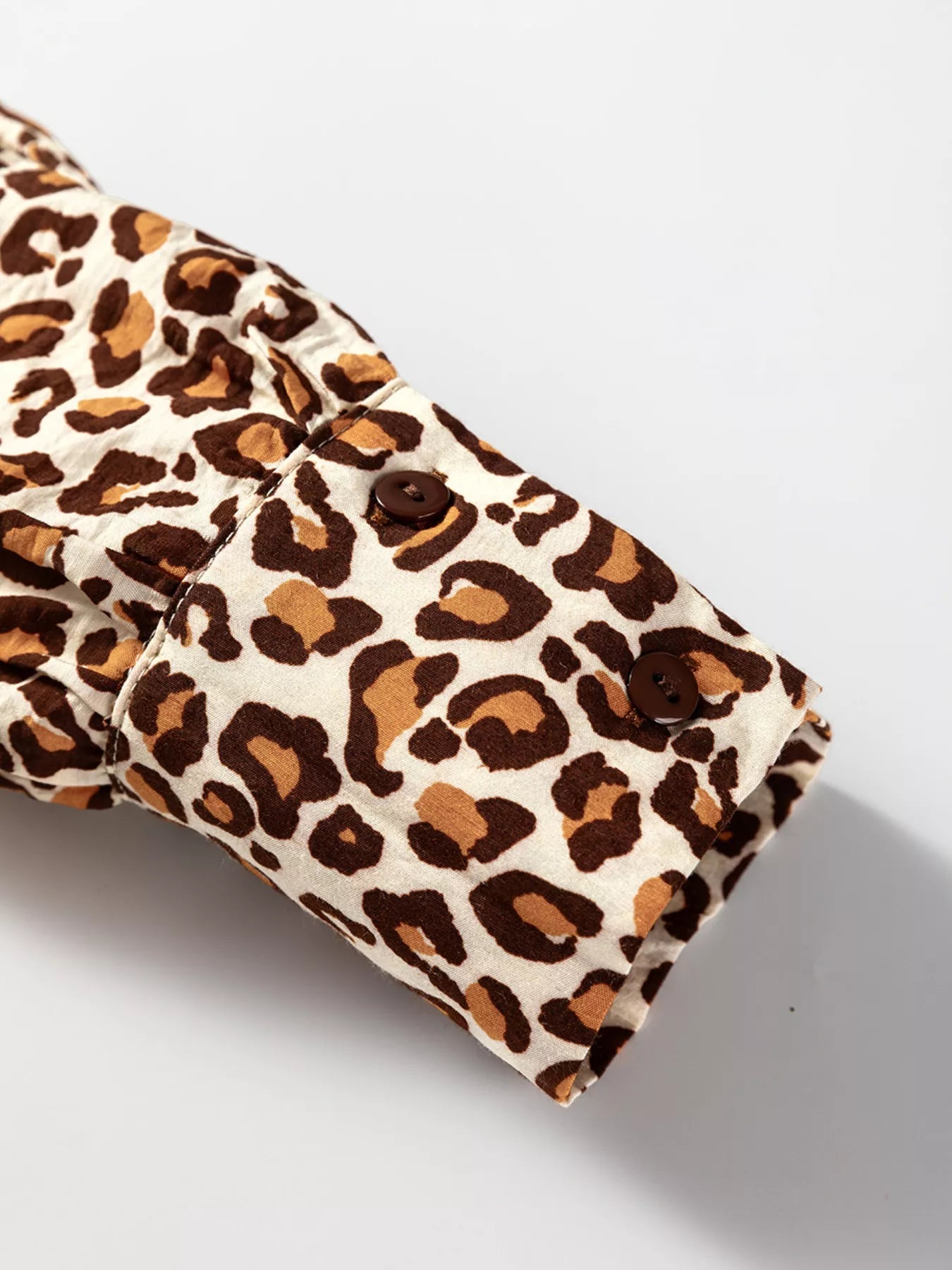 Leopard Print Contrast Frilled Trim Button Down V Neck Shirt Simply Love