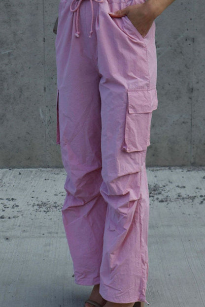 Drawstring Straight Pants with Pockets.