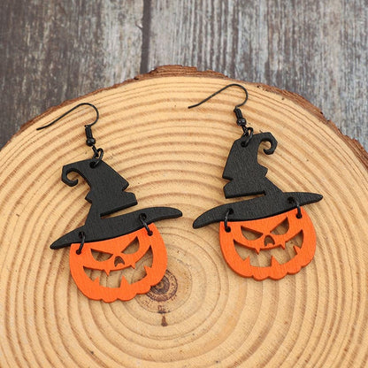 Wooden Pumpkin Shape Earrings.