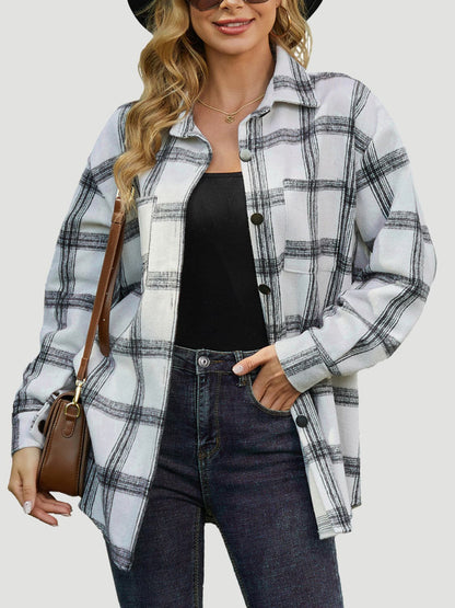 Plaid long sleeve shirt jacket