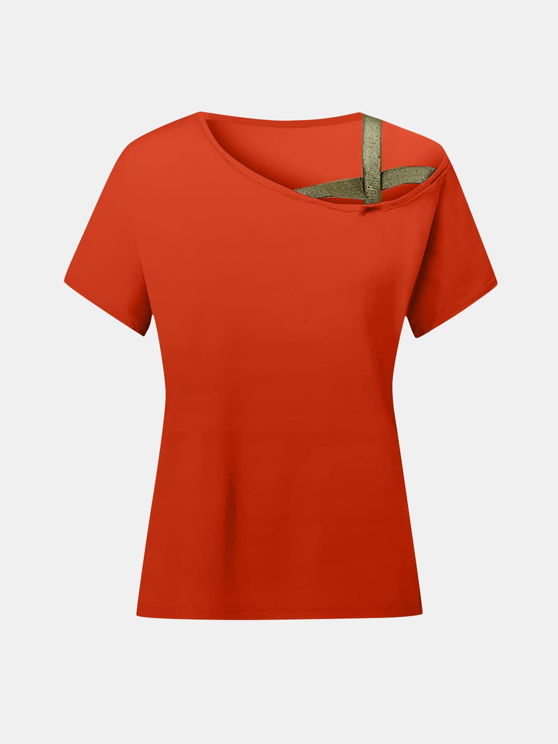 Chic asymmetrical neck tee with short sleeves