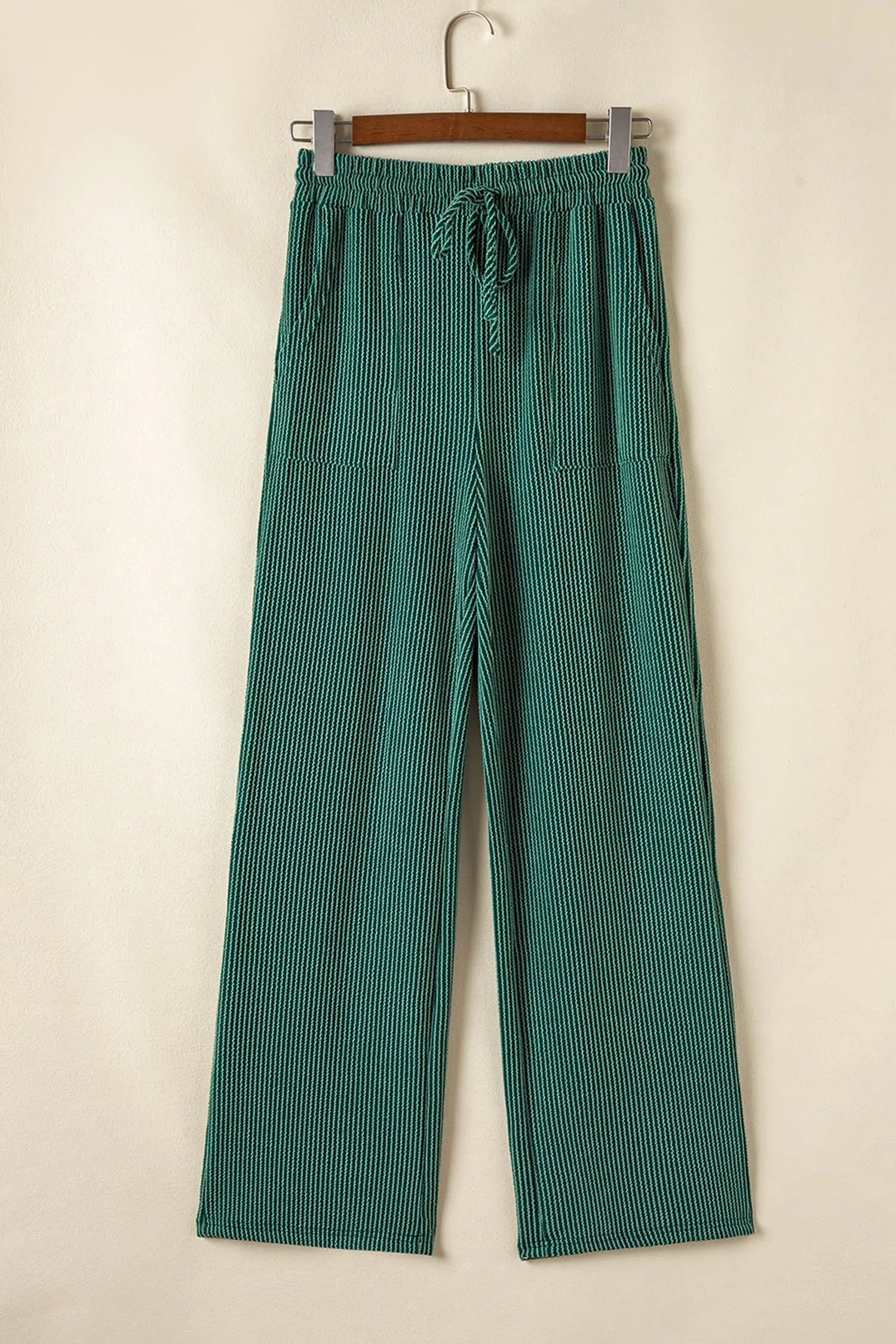 Dark Green Merry Corded Long Sleeve Top and Pockets Pants Set Dear-Lover Dropshipping