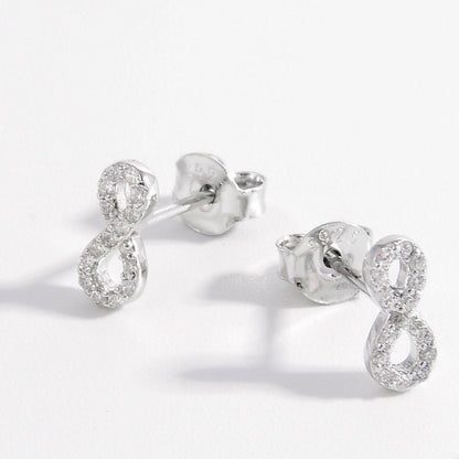 925 Sterling Silver Zircon Number 8 Stud Earrings - Love Salve