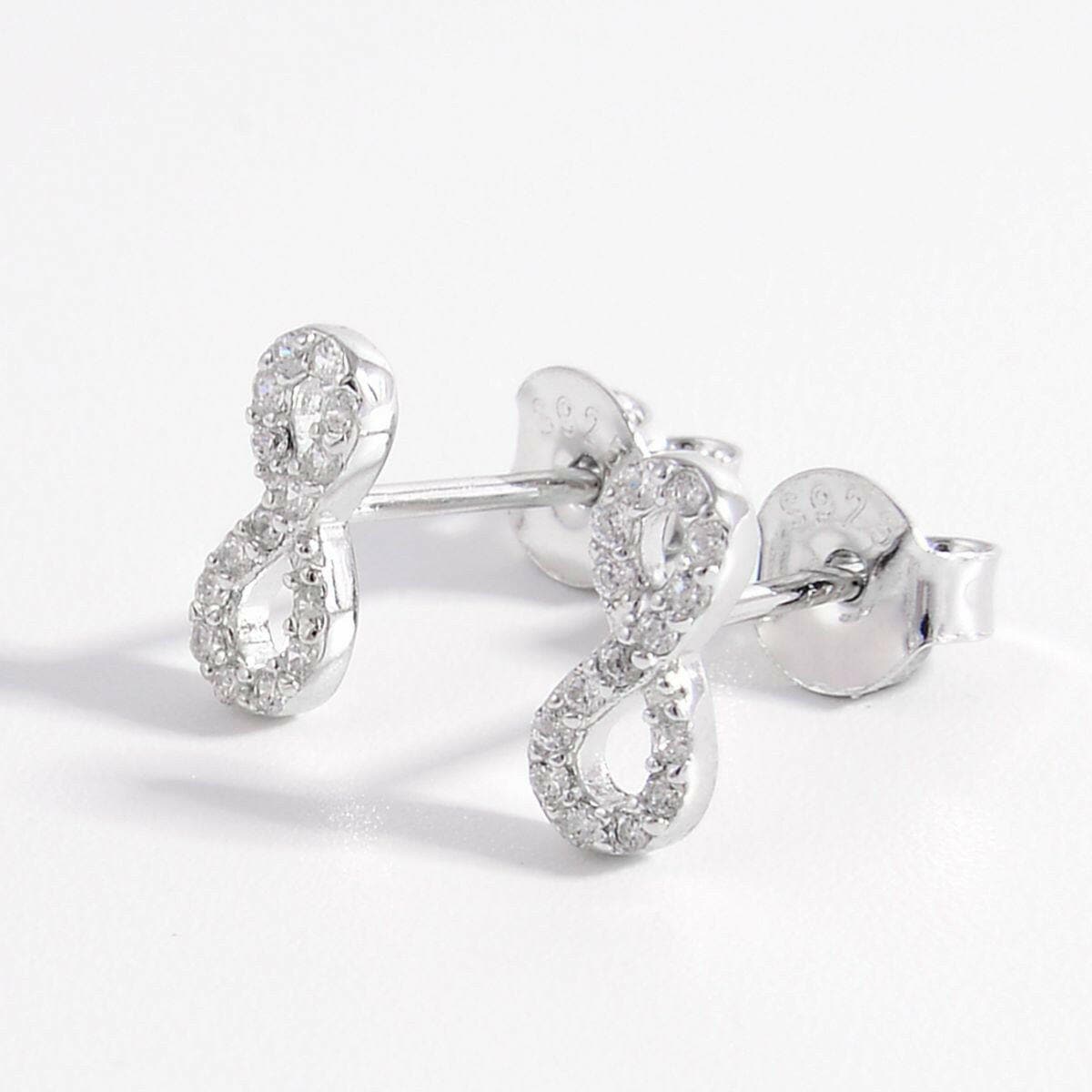 925 Sterling Silver Zircon Number 8 Stud Earrings - Love Salve