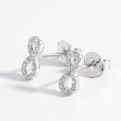 925 Sterling Silver Zircon Number 8 Stud Earrings - Love Salve