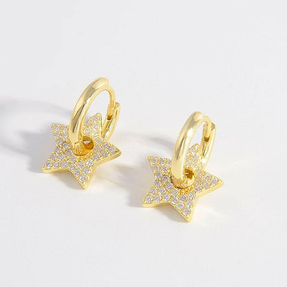 925 Sterling Silver Zircon Star Earrings - Love Salve