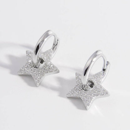 925 Sterling Silver Zircon Star Earrings - Love Salve