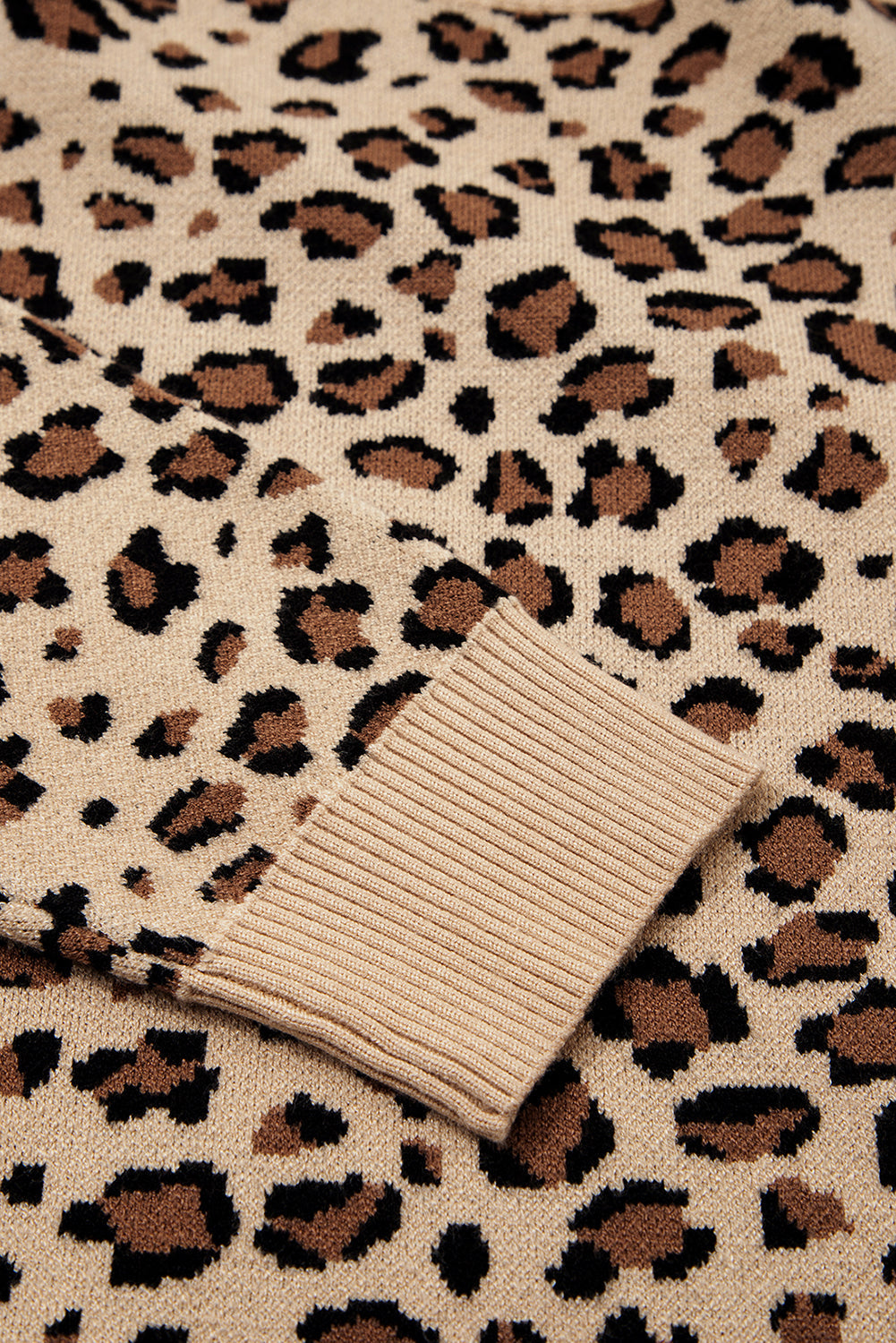Khaki Leopard Print Dolman Sleeve Knit Sweater for Women Dear-Lover Dropshipping