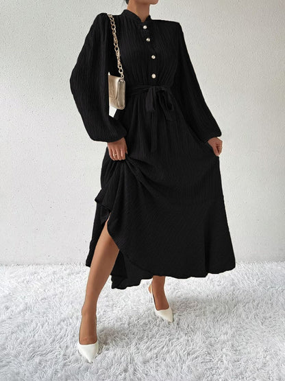 Tie Waist Long Sleeve Dress.