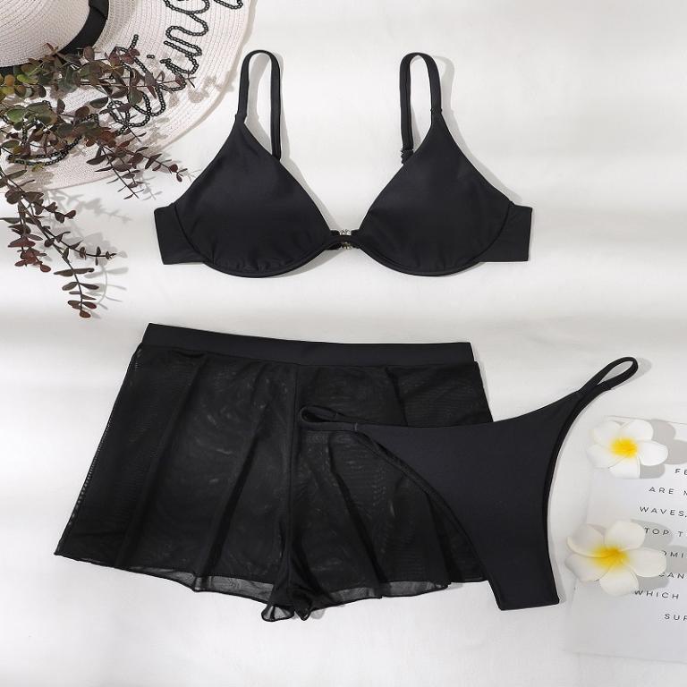 Push Up Bikini Set Sexy Solid Swimsuit Women Mesh Pants Bathing Suits Swimwear Bella Mia