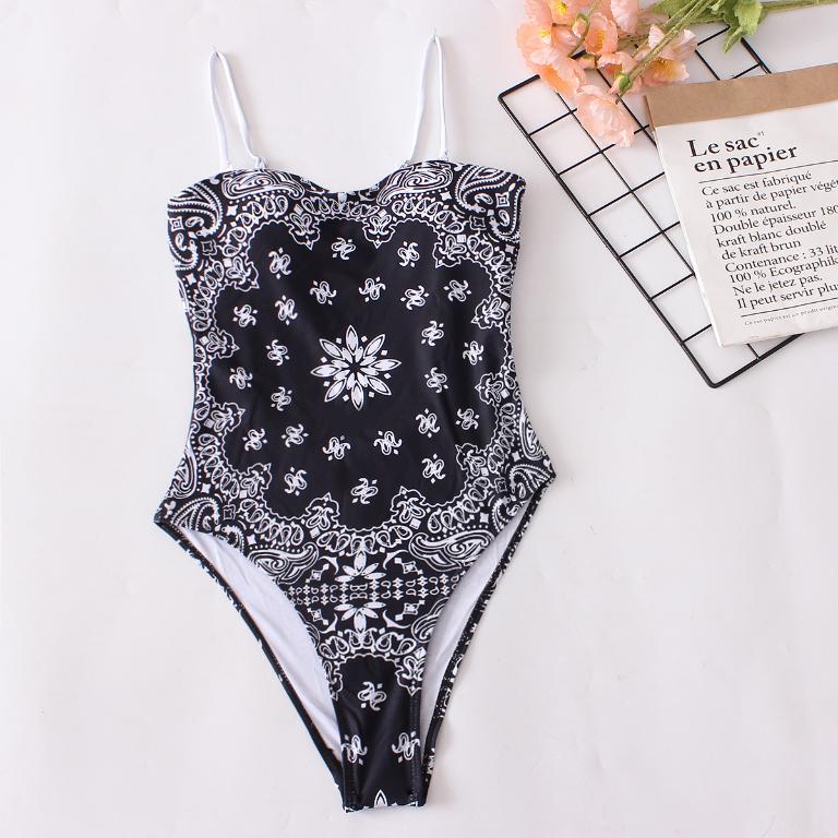 High Cut One Piece Swimsuit Women Print Bathing Suits Sexy Swimwear Bella Mia