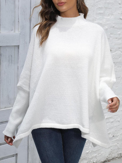 Loose Hem Plain Sweater.