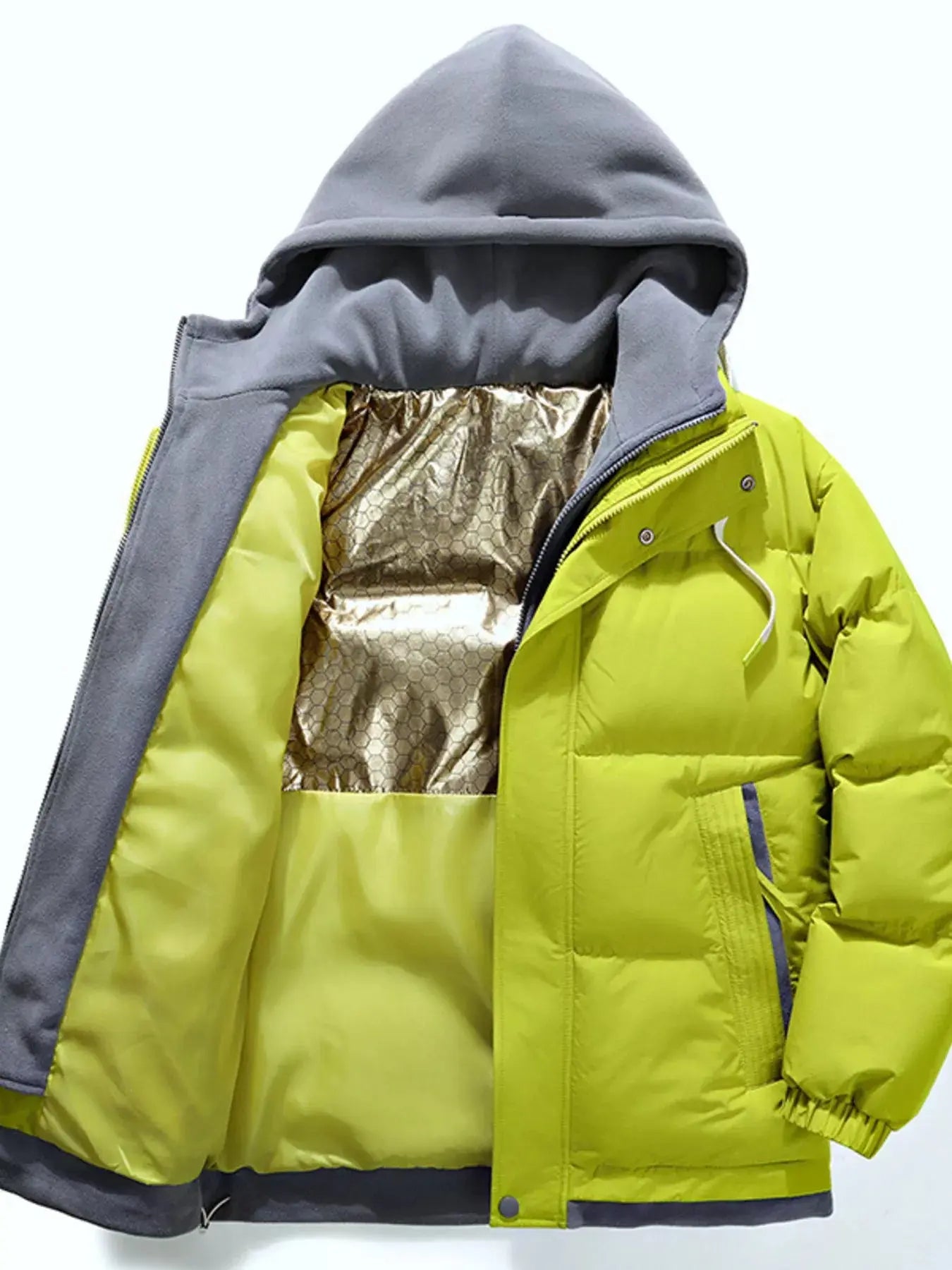 Men's Full Size Two-Tone Hooded Puffer Jacket Plus Size Simply Love