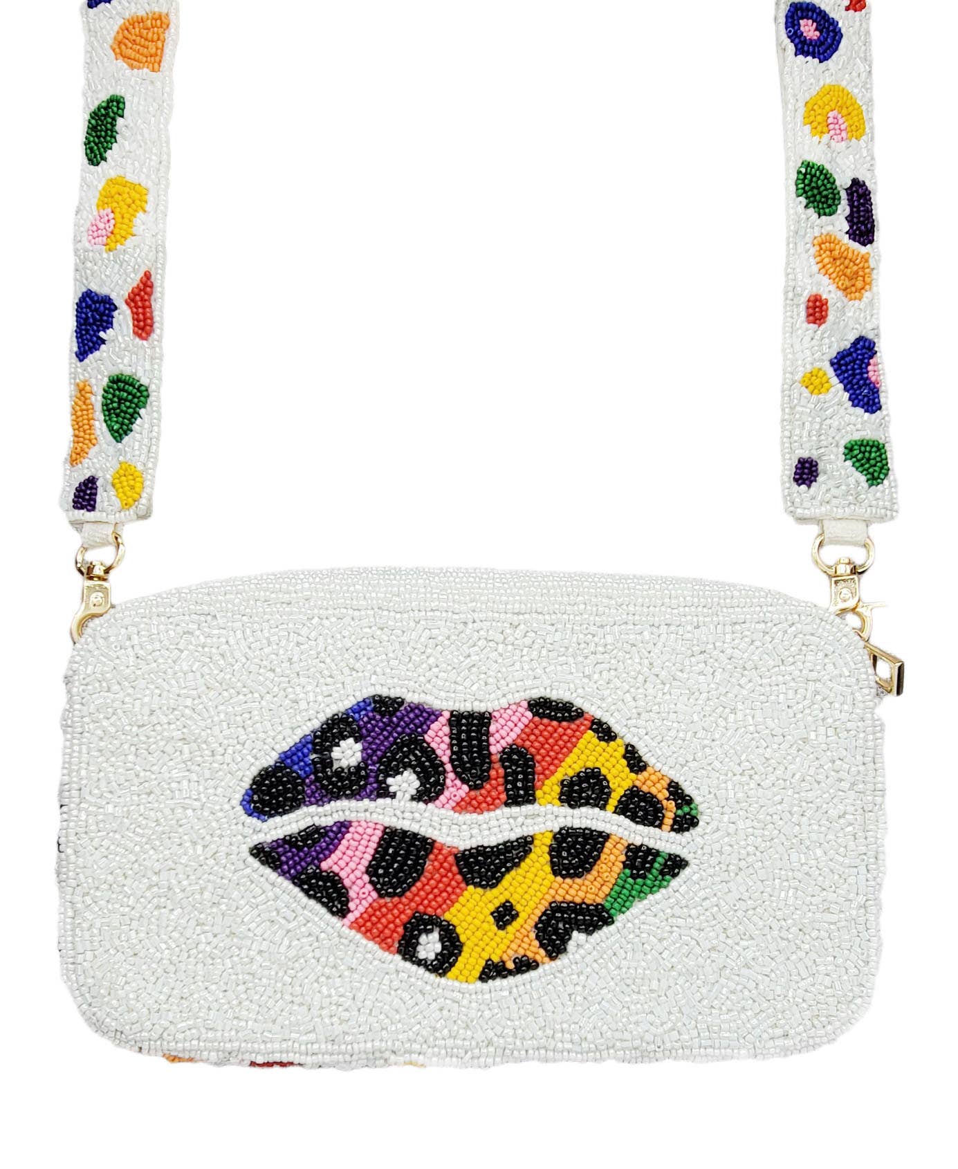 Lip Animal Print Beaded Camera Bag Handcrafted In India Fitkitty Culture Athleisure Wear, Yoga Wear & Women's Clothing