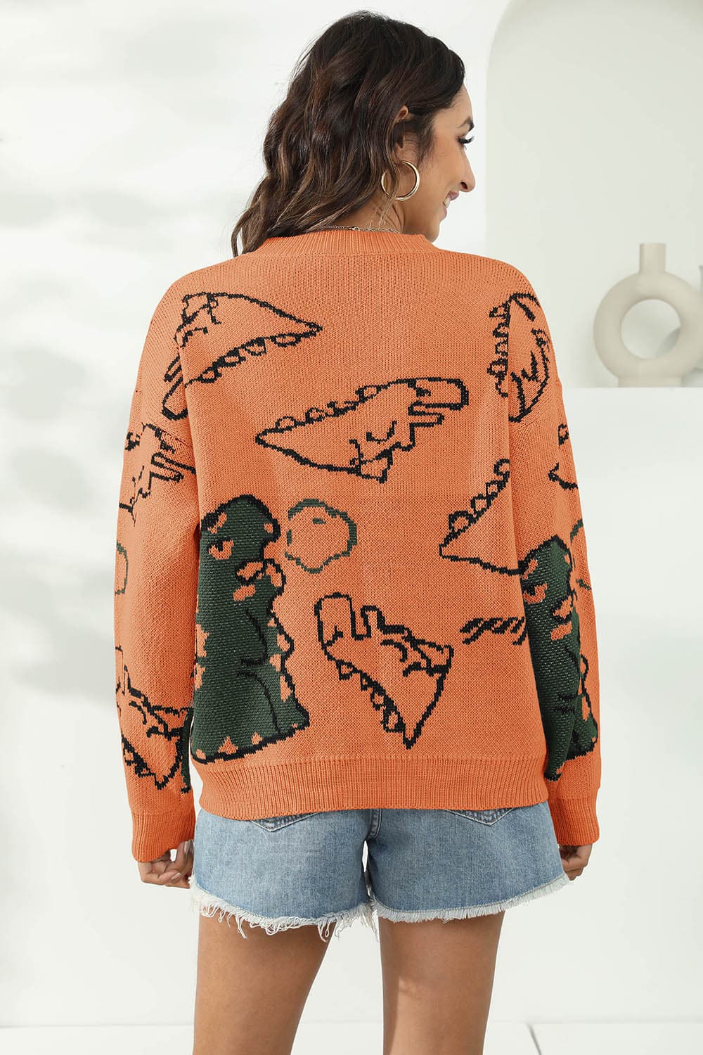 Dinosaur Print Pullover Sweater.