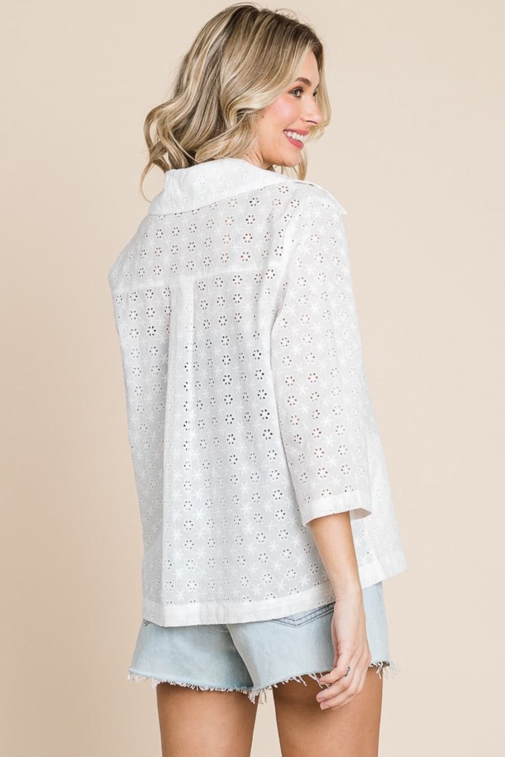 Culture Code Double Breasted Eyelet Jacket with Pockets.