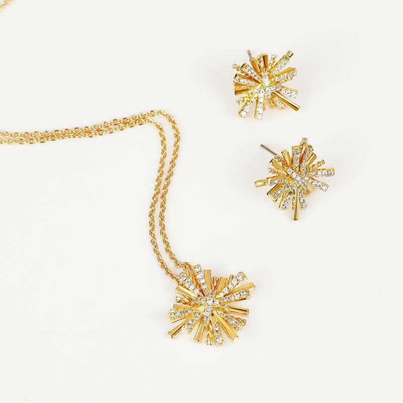 Starburst Gold-Plated Earrings and Necklace Set.