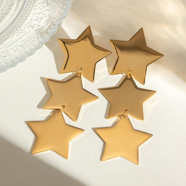 Star earrings in 18K gold-plated stainless steel