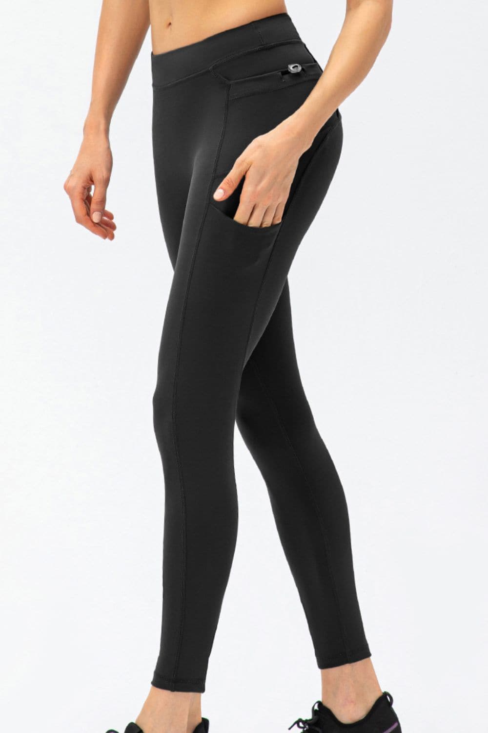 Full Size Slim Fit High Waist Long Sports Pants with Pockets.