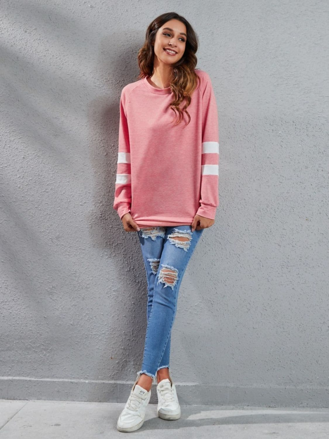 Stylish striped long sleeve tee for all sizes