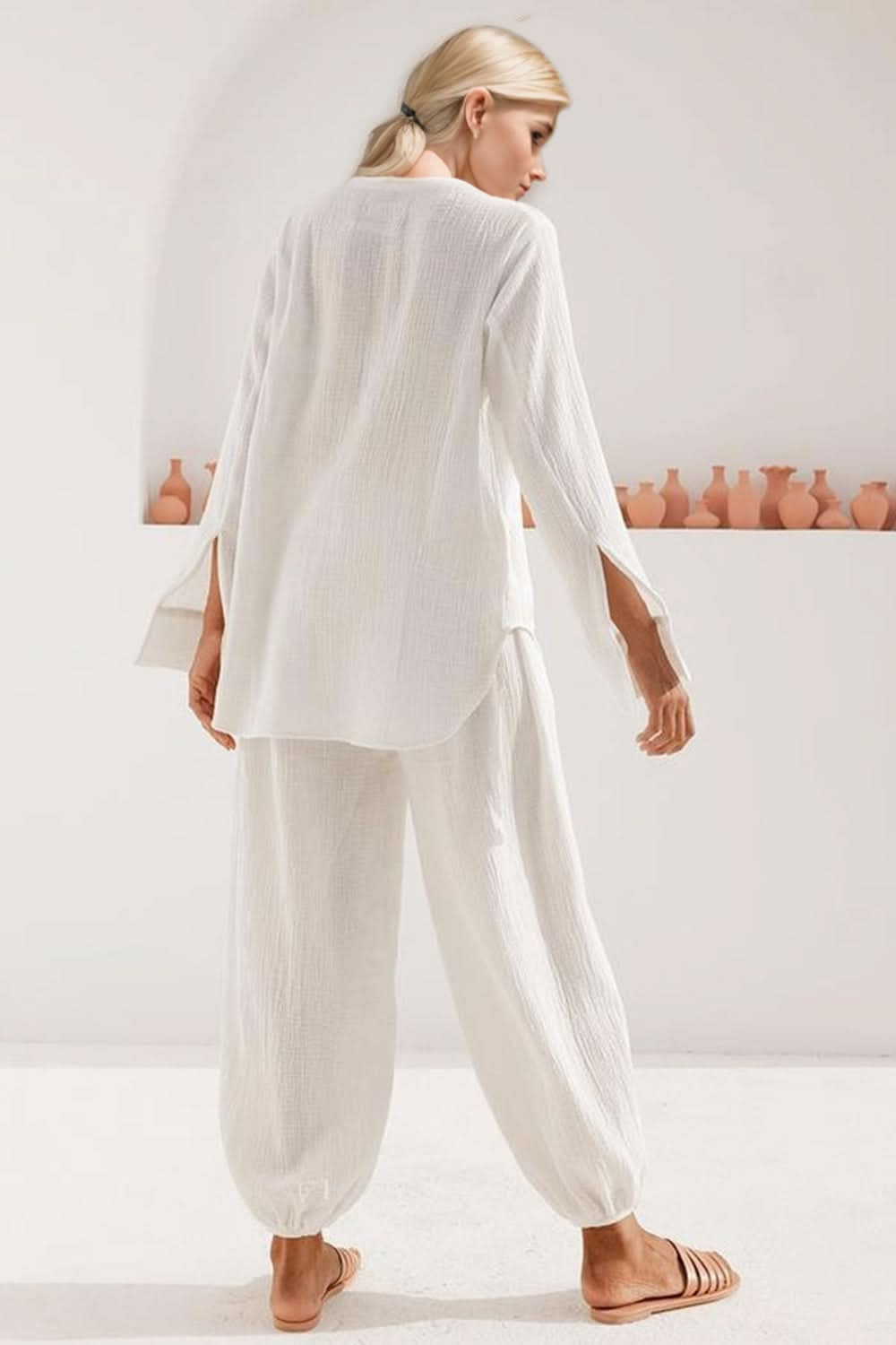 Cozy Comfort Buttery-Soft V-Neck Long Sleeve Top and Pants Ensemble