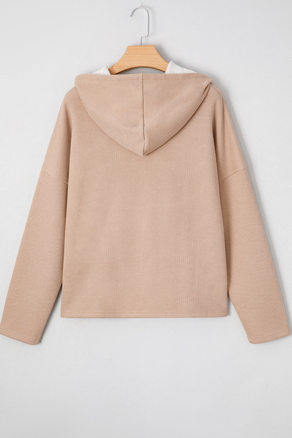 Dark Khaki Thermal Textured Leopard Drawstring Baggy Hoodie Dear-Lover Dropshipping