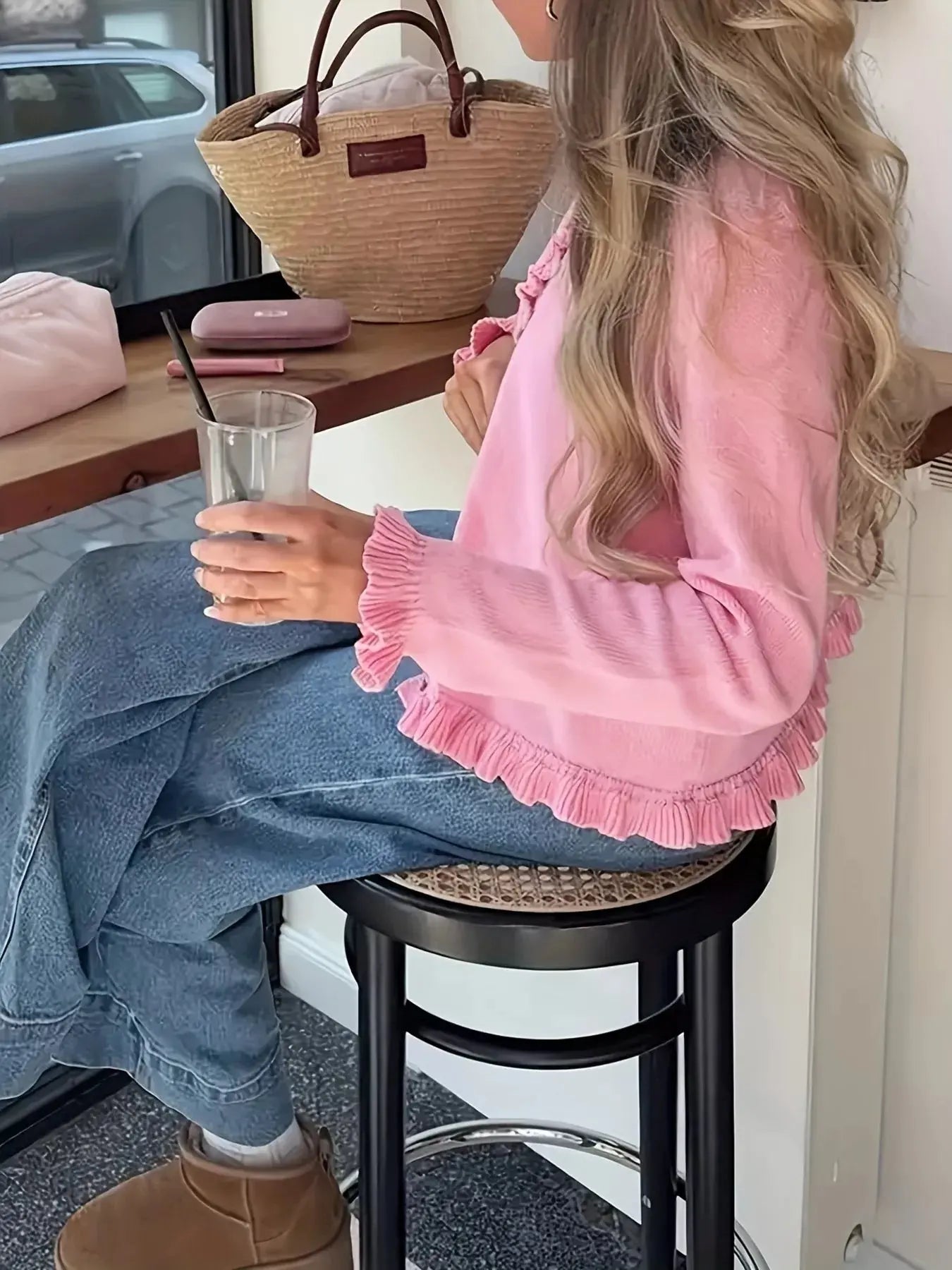 Ruffled Trim Knit Cardigan Simply Love