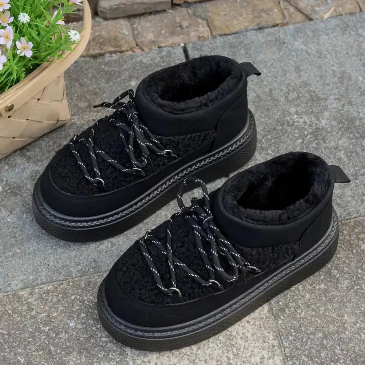 Cozy Plush Lined Lace-Up Platform Winter Boots Simply Love