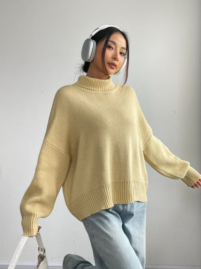 Turtleneck Dropped Shoulder Sweater.