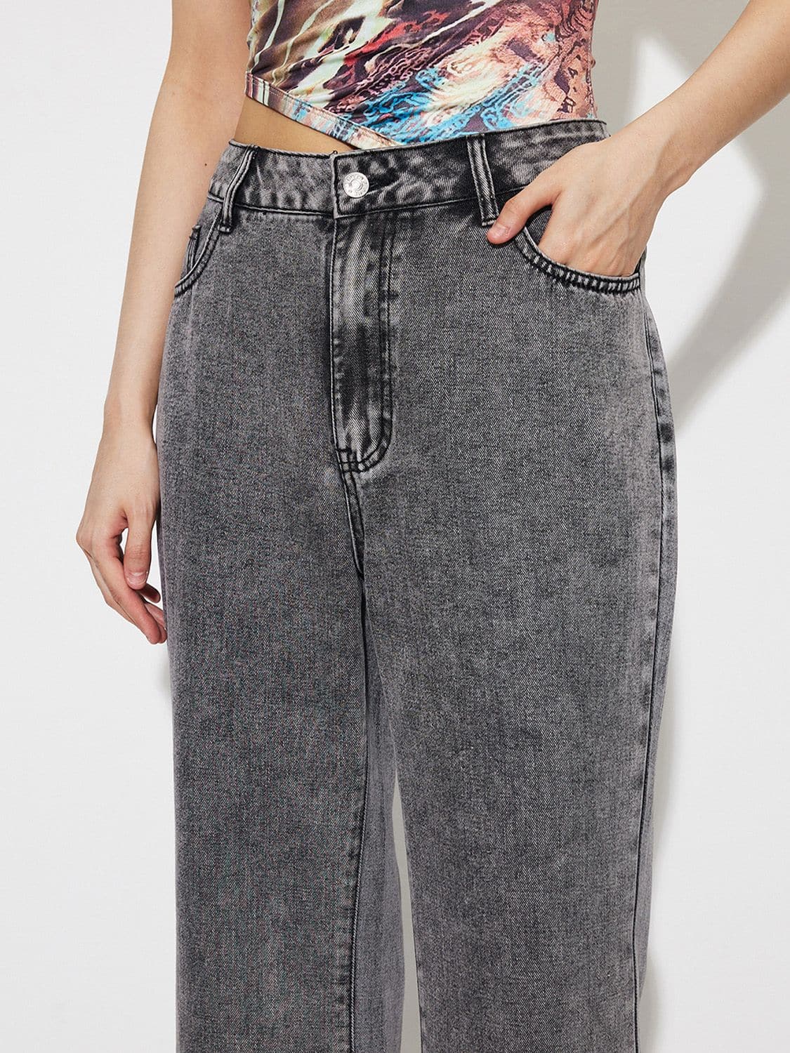 High Waist Bootcut Jeans with Pockets.