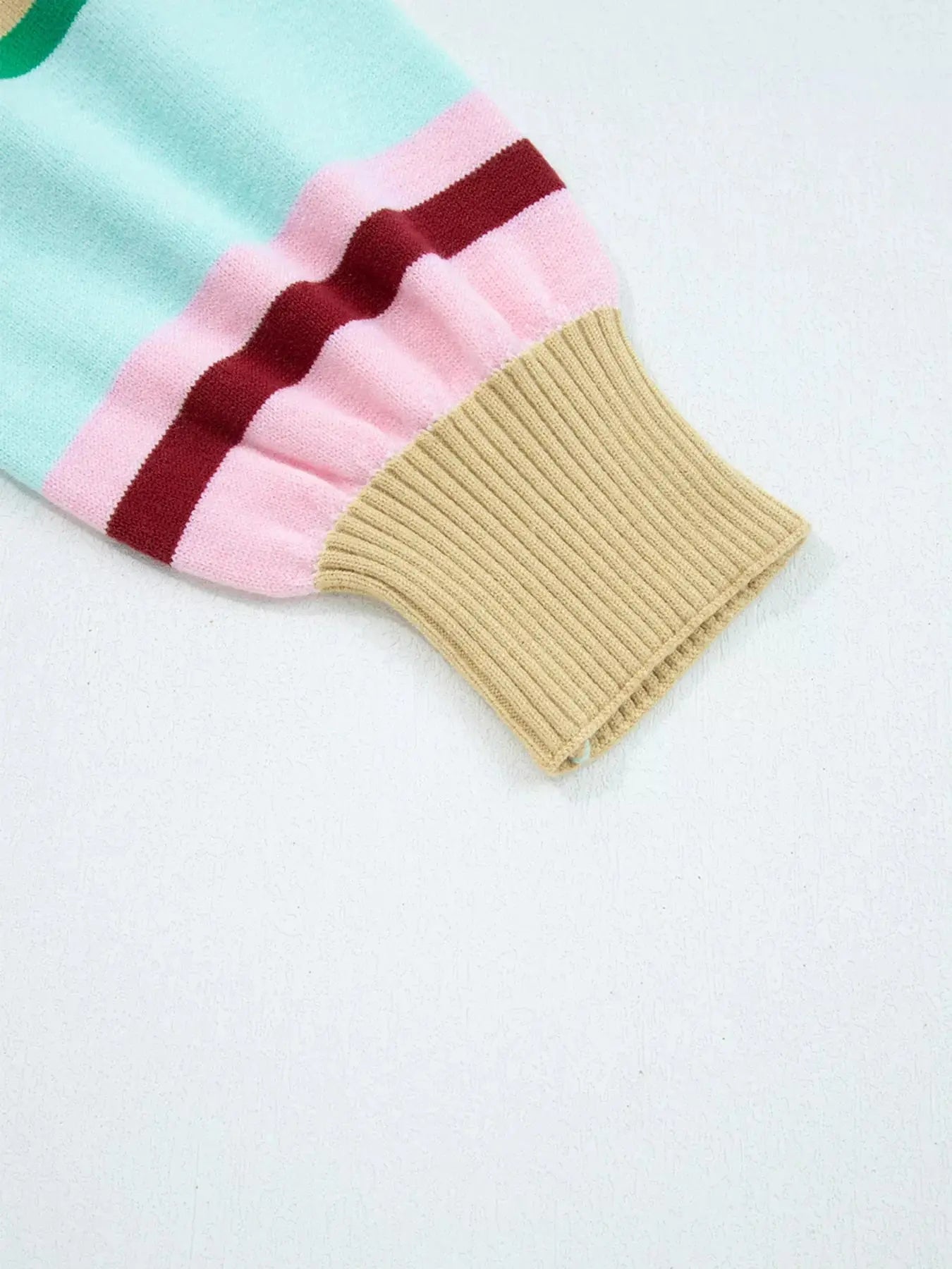 Multicolour Striped Boxy Fit Cropped Knit Sweater With Ribbed Trim Simply Love