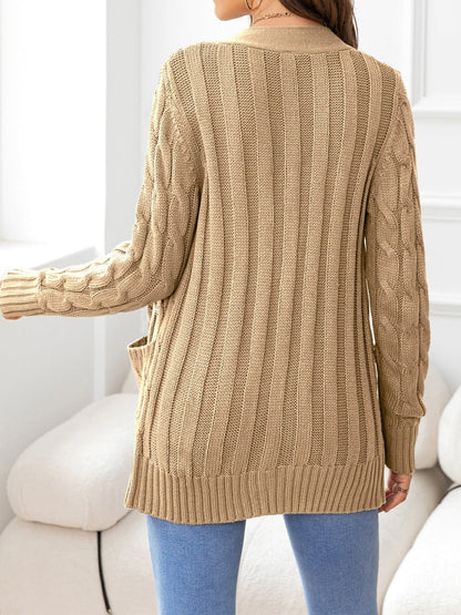 Button Down Cable-Knit Cardigan.