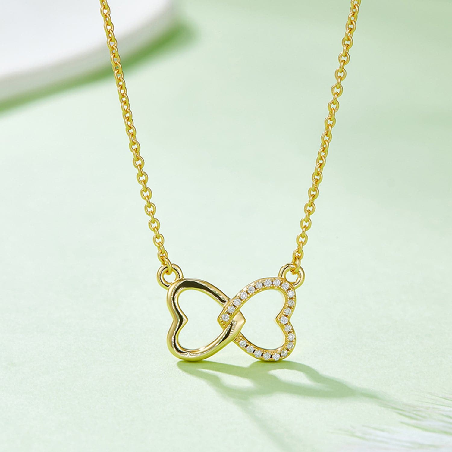 Moissanite 925 Sterling Silver Heart Bow Necklace.