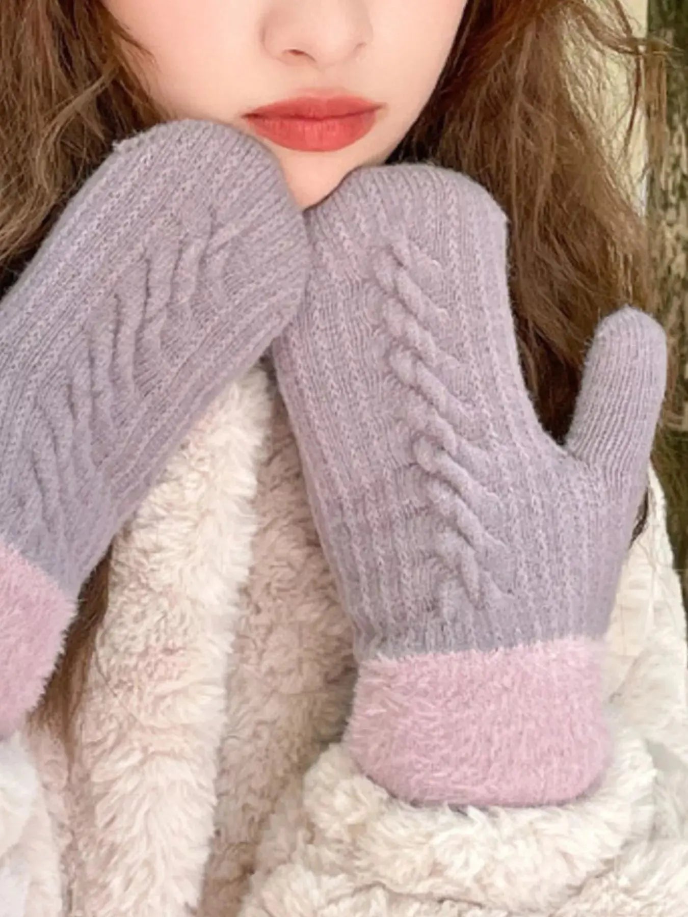 Cozy Knit Mittens with Fur Cuff Simply Love