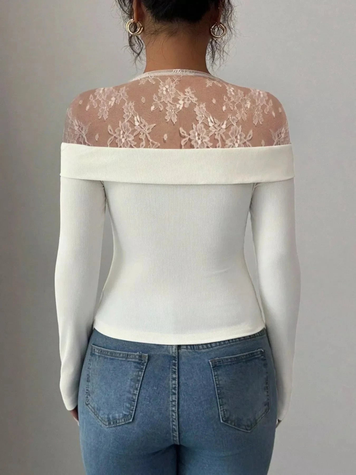 Lace Detail Long Sleeve Top Simply Love