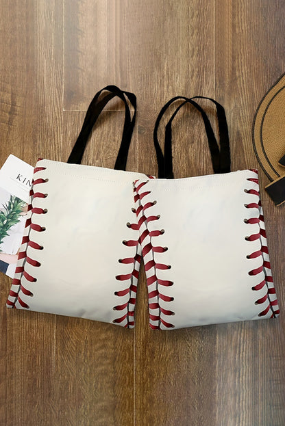 Sporty canvas tote bag with baseball print