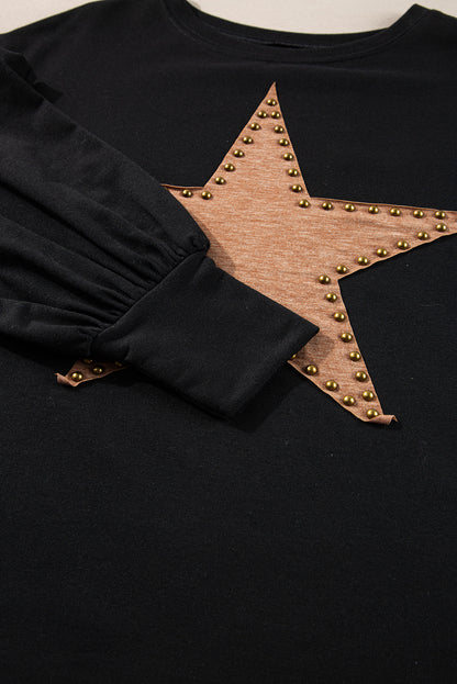 Black oversized studded star top