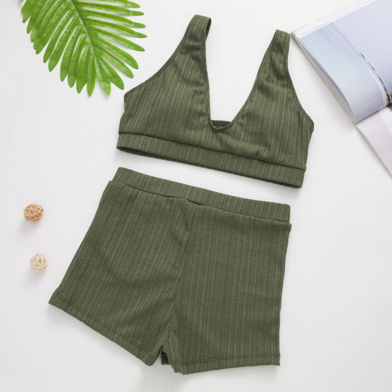 High Waist Bikini Set Solid Swimsuit Women Push Up Bathing Suits Swimwear Bella Mia