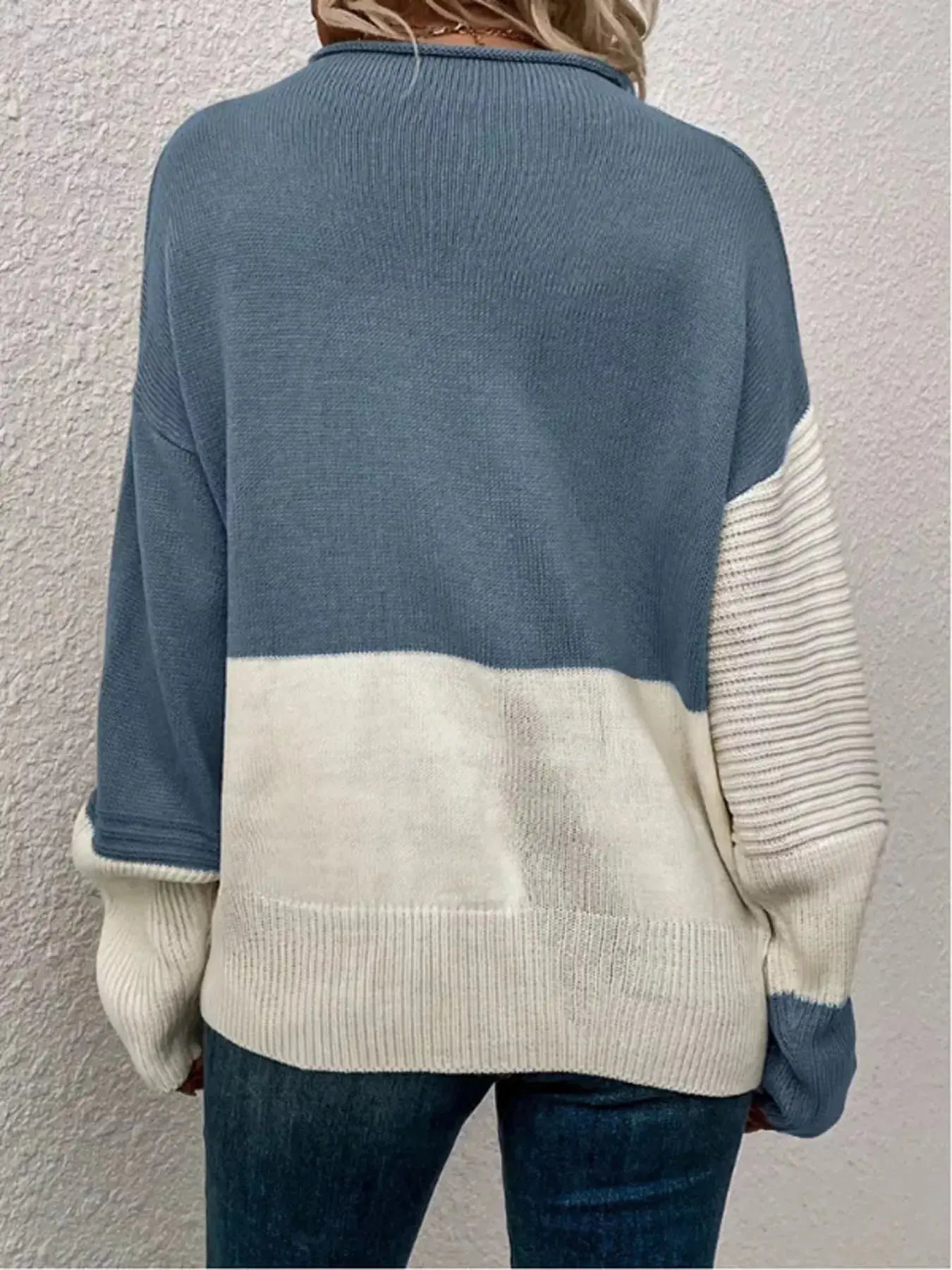 Color Block Ribbed Knit Sweater Simply Love