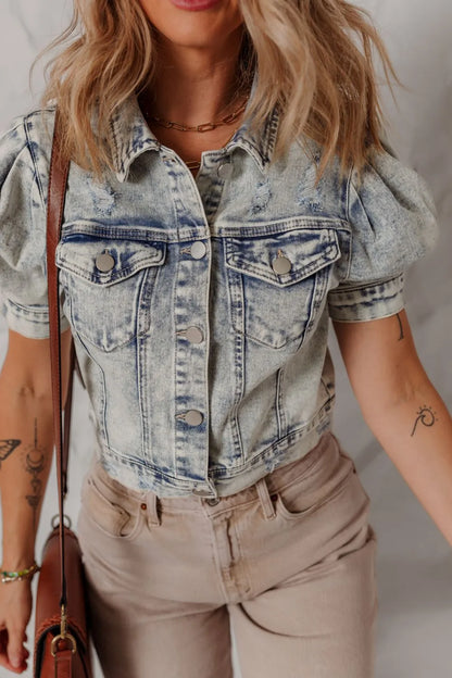 Puff & Polish Acid Wash Denim Jacket