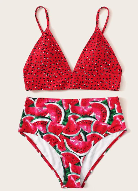 Knot bikinis Mujer Deep v-neck swimsuit Women bathing suit Push up swimwear women High cut Summer bathers Print bikini set Bella Mia