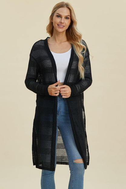 Double Take Full Size Open Front Longline Cardigan.