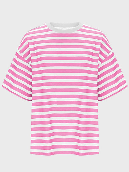 Striped Round Neck Half Sleeve T-Shirt.