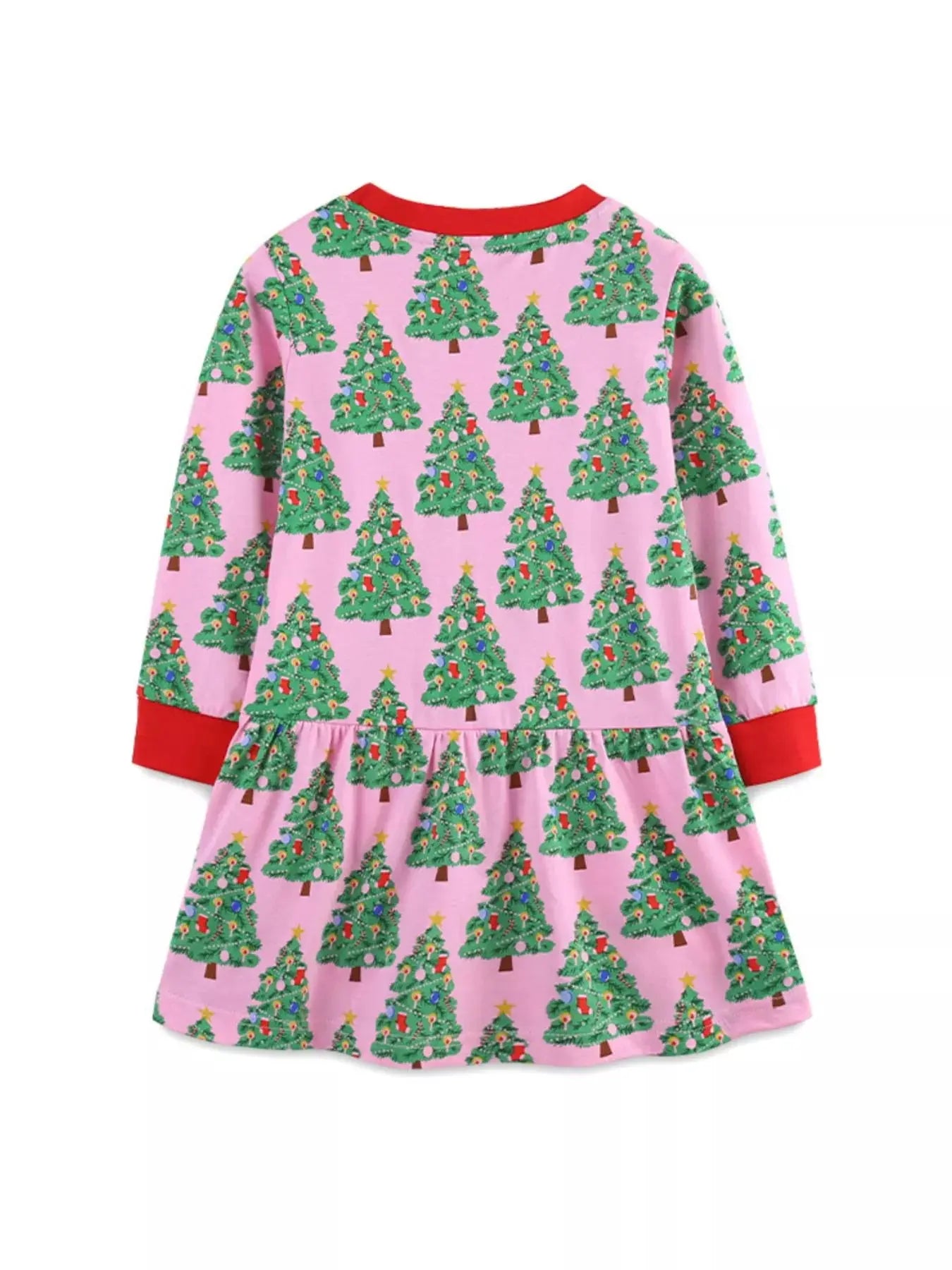 Children's Christmas Tree Print Long Sleeve Dress Simply Love