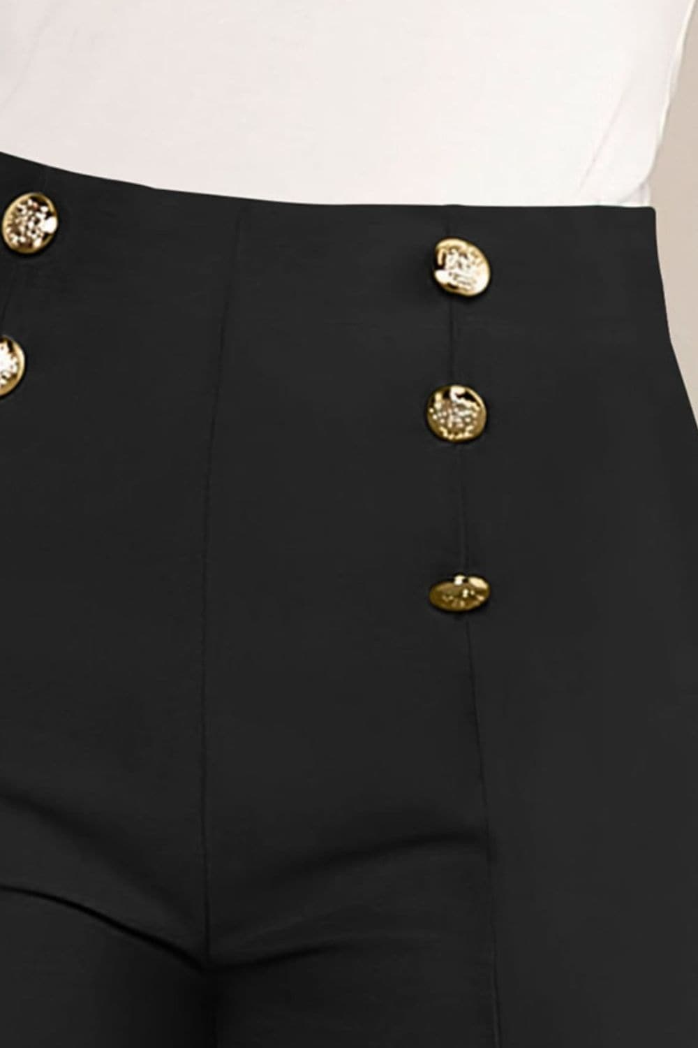 Decorative Button High Waist Shorts.